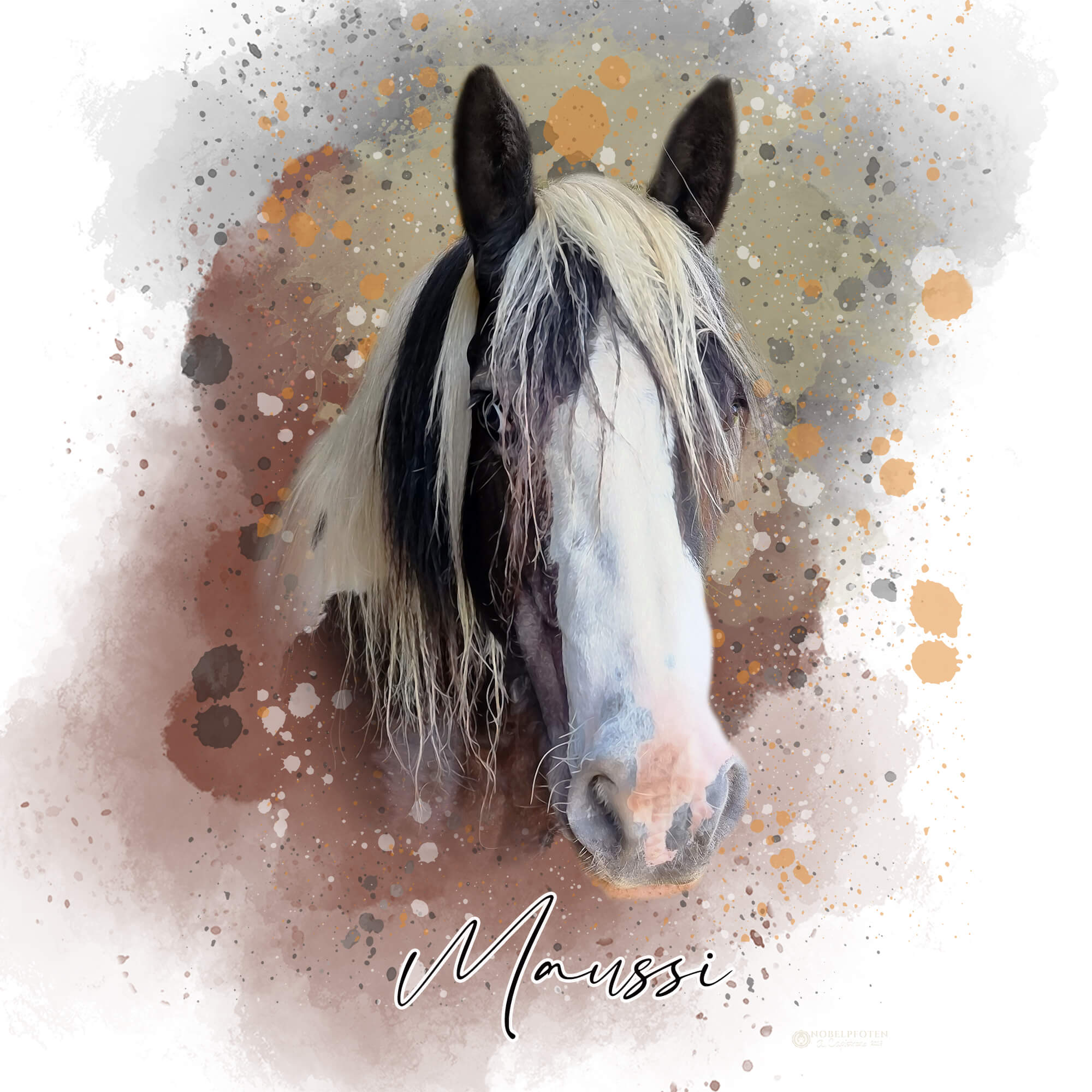 Wasserfarbenbild auf Leinwand von einem Pferd