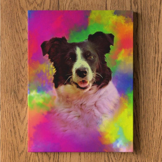 Haustier Portrait mit buntem Hintergrund