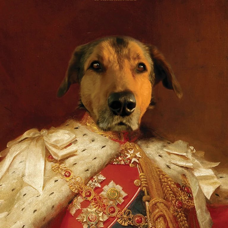 Haustier Kunst Portrait als König