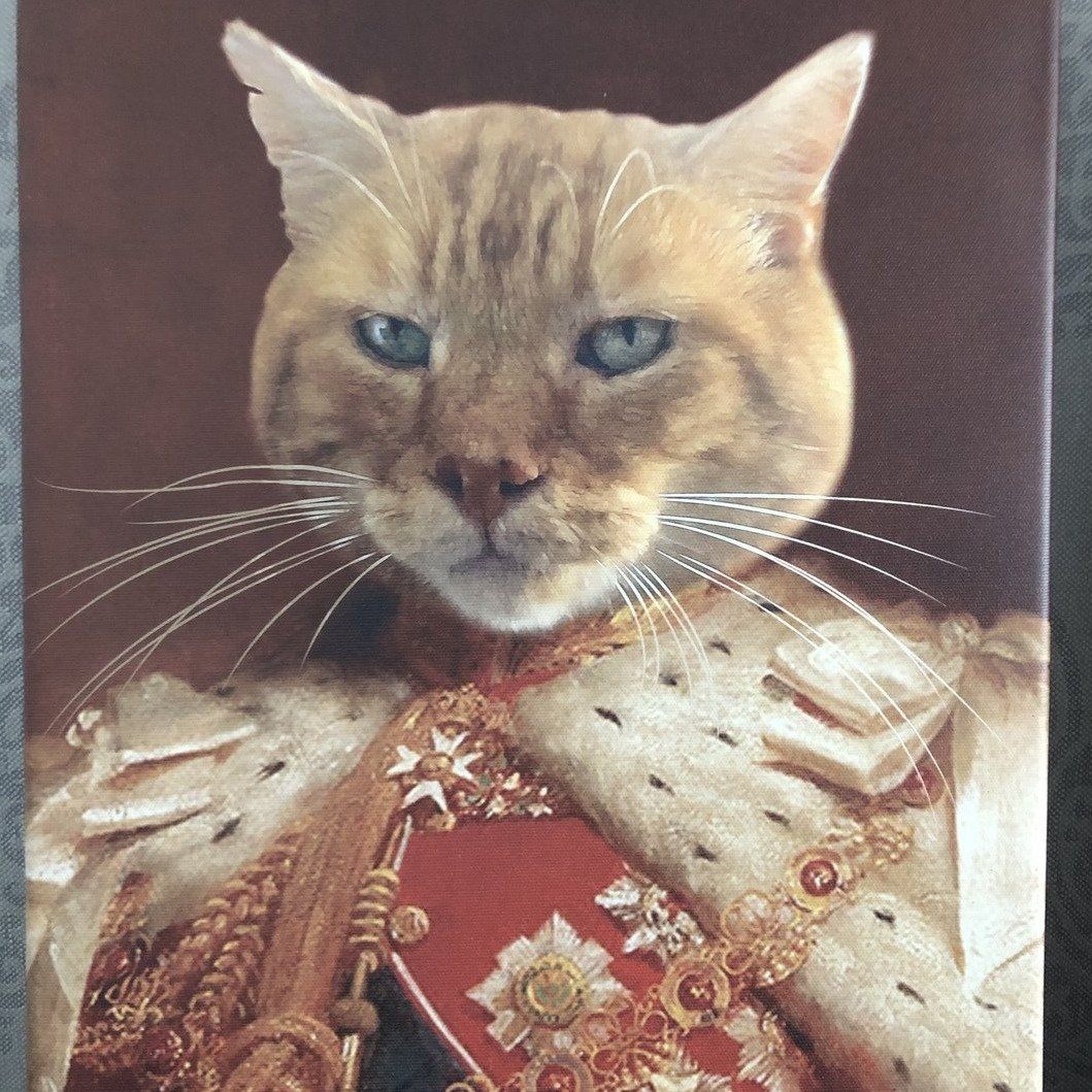 Katze auf Leinwand als König