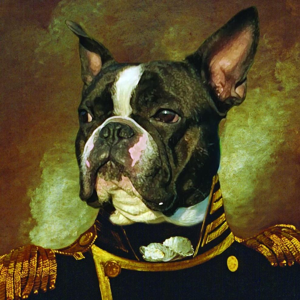 El Almirante - retrato sobre lienzo y marco de madera