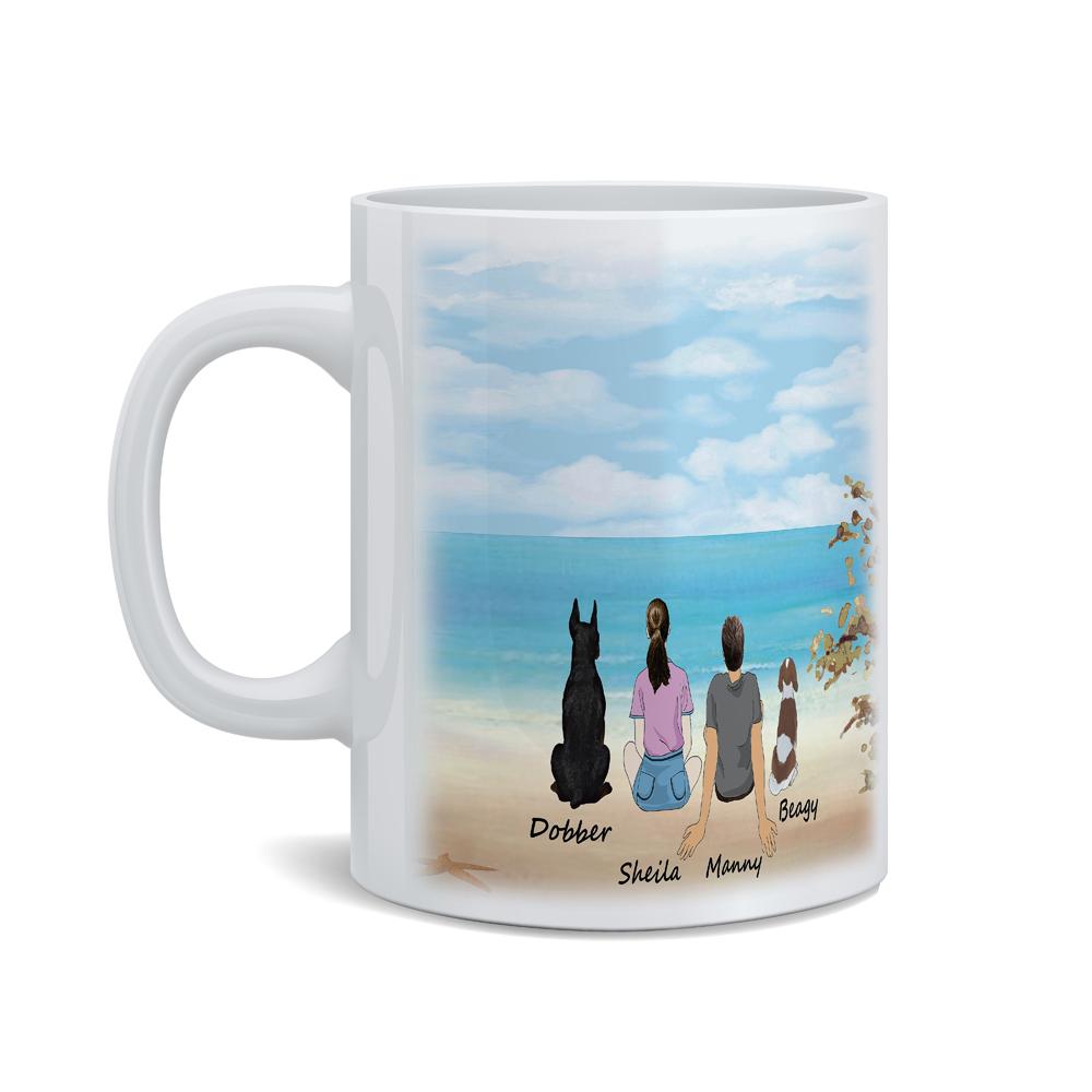 Personalisierte Tasse mit Hund und Mensch von vorne